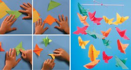 Making birds from coloured papers