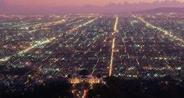 View of Los Angeles with the Griffith Observatory in the foreground