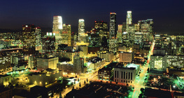 Nightscape of the city centre of Los Angeles