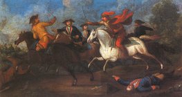 Battle scene with kuruc and labanc horsemen