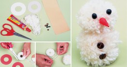 Making a snowman from pom-poms