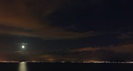 Panoramic photo of Lake Balaton in the moonlight, Hungary