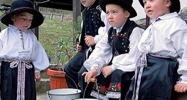 Hungarian children in folk costumes