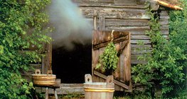 Traditional Finnish wooden sauna hut