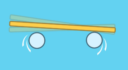 Oscillation of a rod on two cylinders rotating towards each other