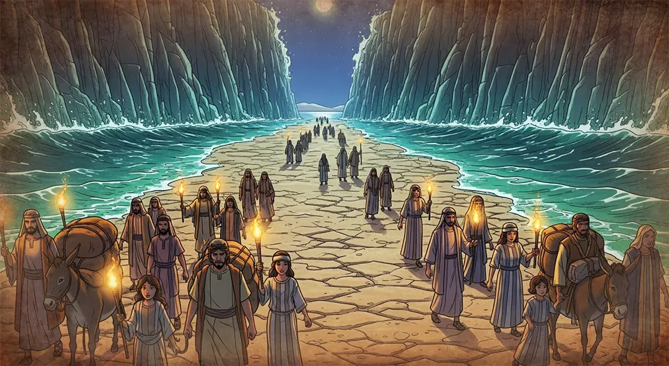 La historia de Moisés: Cruzar el mar Rojo